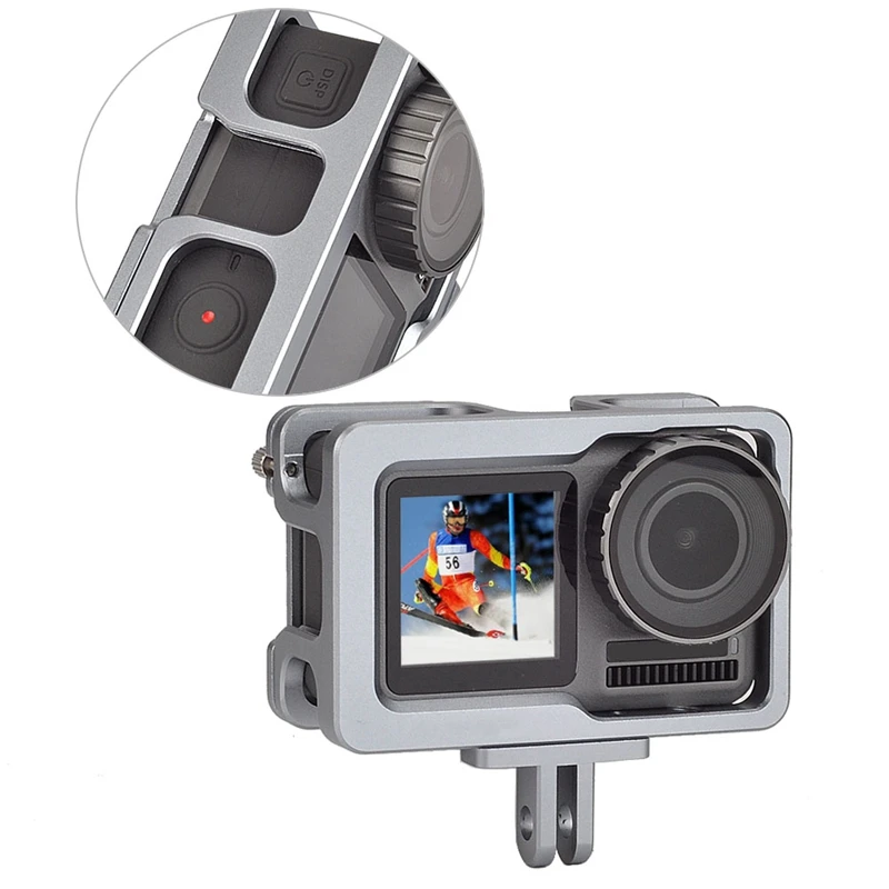 Vlogging металлический корпус клетки для Osmo Action camera Frame Vlog чехол с 2 холодными башмаками для микрофона Led Video Light