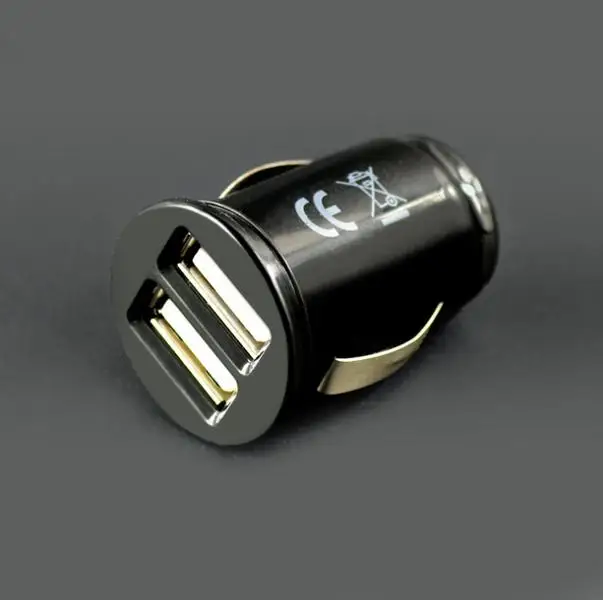 Черный 200 шт универсальное автомобильное зарядное устройство двойной USB адаптер питания прикуриватель конвертер для телефонов/КПК/MP3/MP4/PMP/gps - Название цвета: Черный