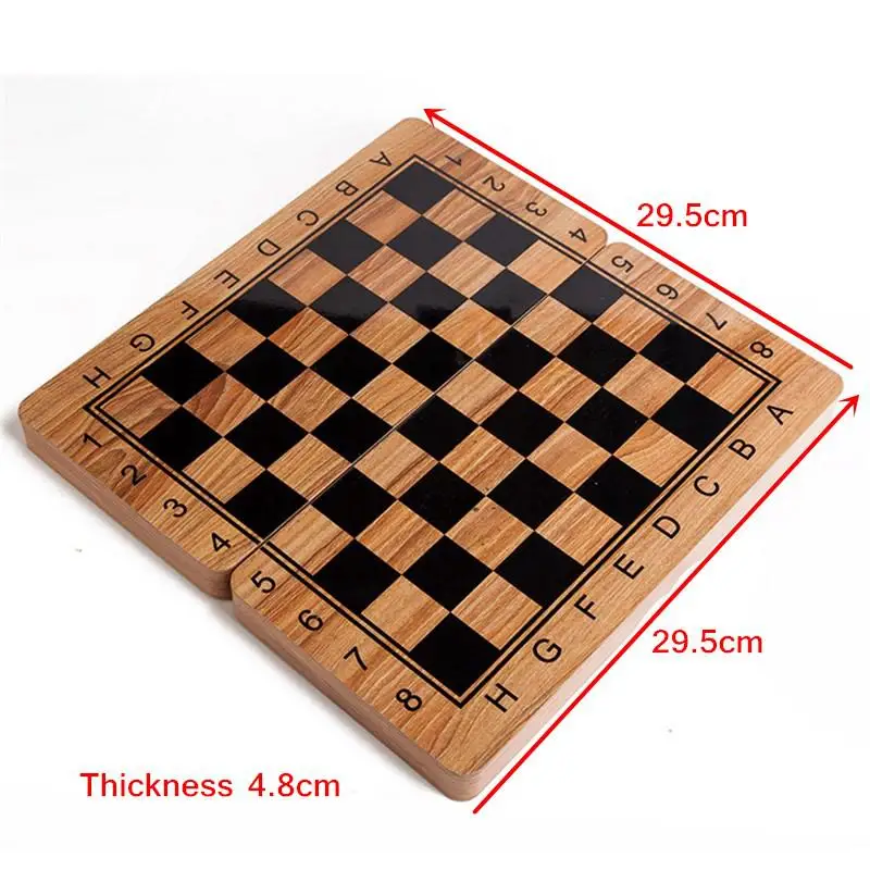 Новые шахматы шашки складные 3 в 1 Высококачественная деревянная пластиковая деревянная настольная игра - Цвет: 29cm