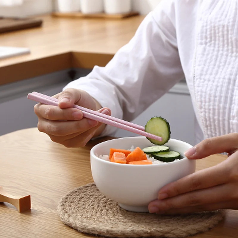 1 Pair Wheat Straw Chopsticks Portable Japanese Tableware Hotel Restaurant Chopsticks Non-Slip Chinese Chopsticks Kitchen Tool