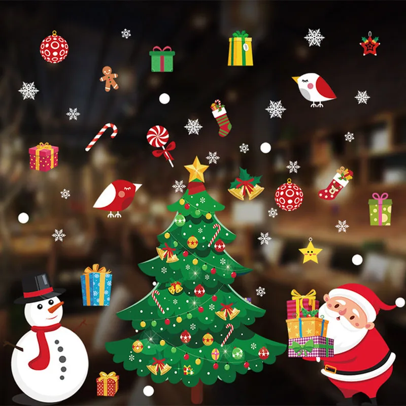 Noel shopwindow наклейки navidad Рождество Орнамент шоу окно наклейка на стену новый год