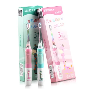 

SEAGO Children Electric Toothbrush for 3-12 Ages Battery Children Toothbrush LED Sonic Kids Toothbrush with Timer 3 Nozzles
