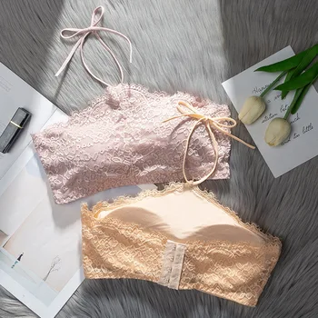 

2019 new anti-going push up bra / hanging neck sexy lace beauty back tube top underwear woman