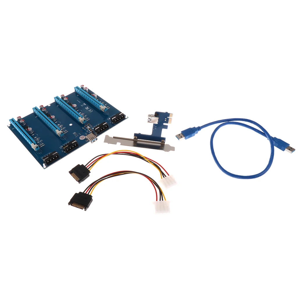 Lovoski 1Set PCI-E 1X To 4 PCIE 16X Slots Riser Expansion AdapterCard Board