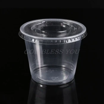 

5Pcs Disposable Plastic Box Transparent Storage Organizer 5.5 oz Sauce Pot Jello Shot Cup With Lid Set Of Container For Slime