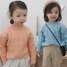 Модный вязаный свитер детский костюм для девочек осенний пуловер зимние детские свитера с длинными рукавами для девочек от 1 до 7 лет