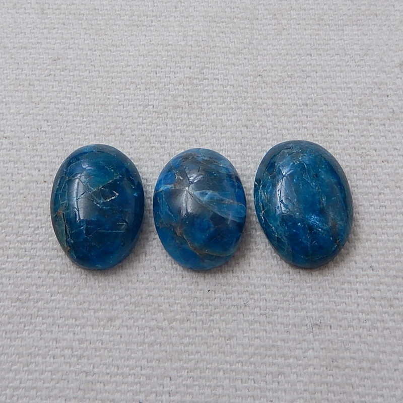 Wholesale 3Pcs Natural Stone Blue Apatite Crystal Oval Shape Cabochon Setting 18x13x5mm 17x12x5mm 8.8g