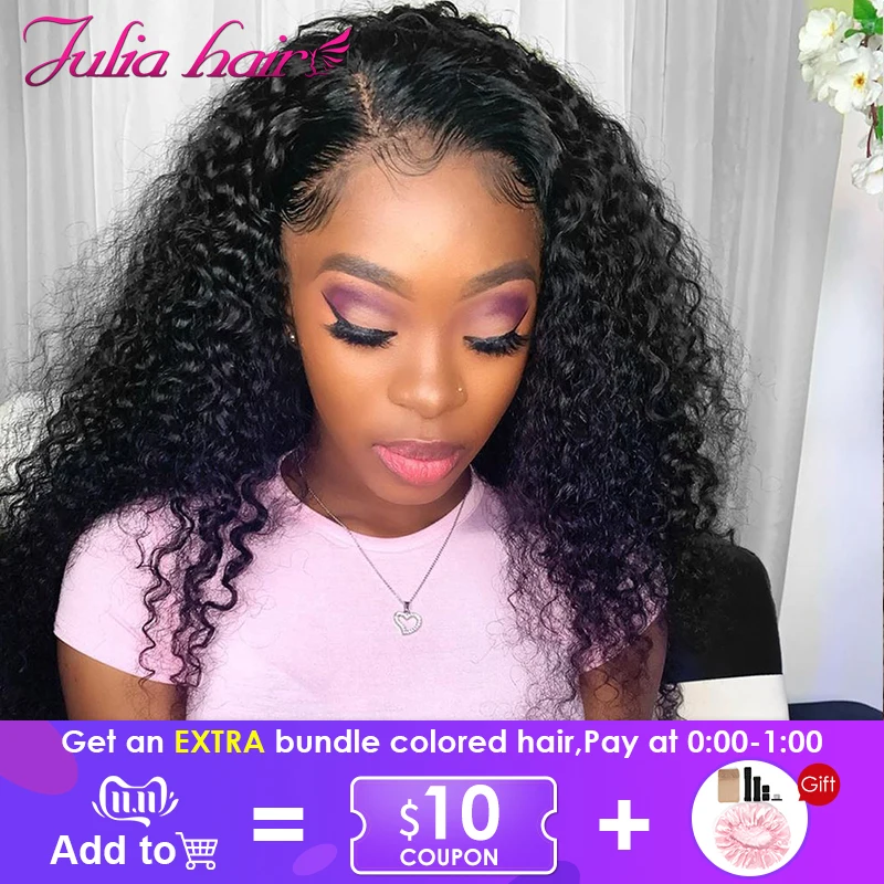 

Ali Julia Hair 13Ч4 13Ч6 Inch Transparent Lace Front Wig Malaysian Curly Hair Wigs With Baby Hair 100% Remy Human Hair