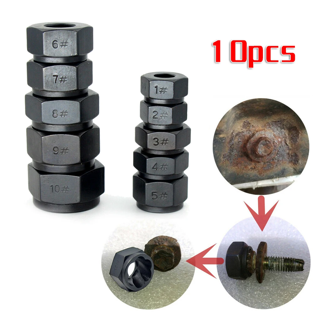 

10Pcs Brand New And High Quality Bolt Nut Remover Extractor Kit Damaged Stripped Socket Wrench Set