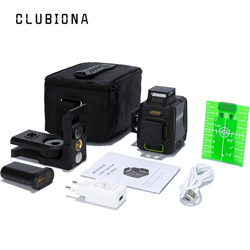 Clubiona CE сертифицированный 3D лазерный нивелир с аккумулятором 5200 мАч и горизонтальными и вертикальными линиями работает отдельно лазерные линии