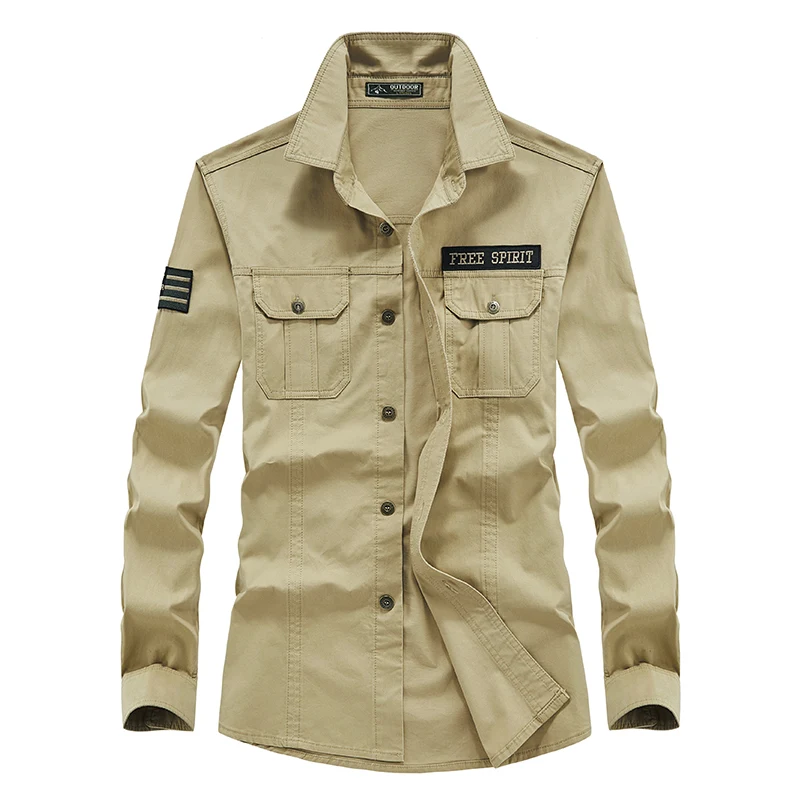 Long Sleeve Khaki Blue Army Shirts 