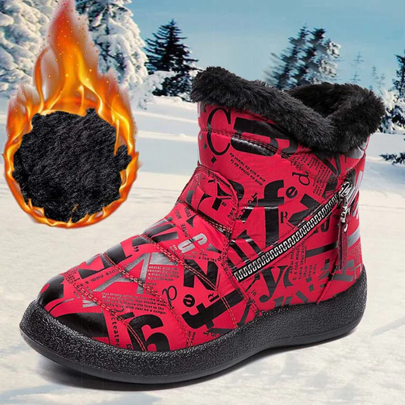 2020 Hot New Winter Shoes Women Flat Heel Boot Plush Fur Fashion Knitting Keep Warm Women's Boots Woman Ankle Botas