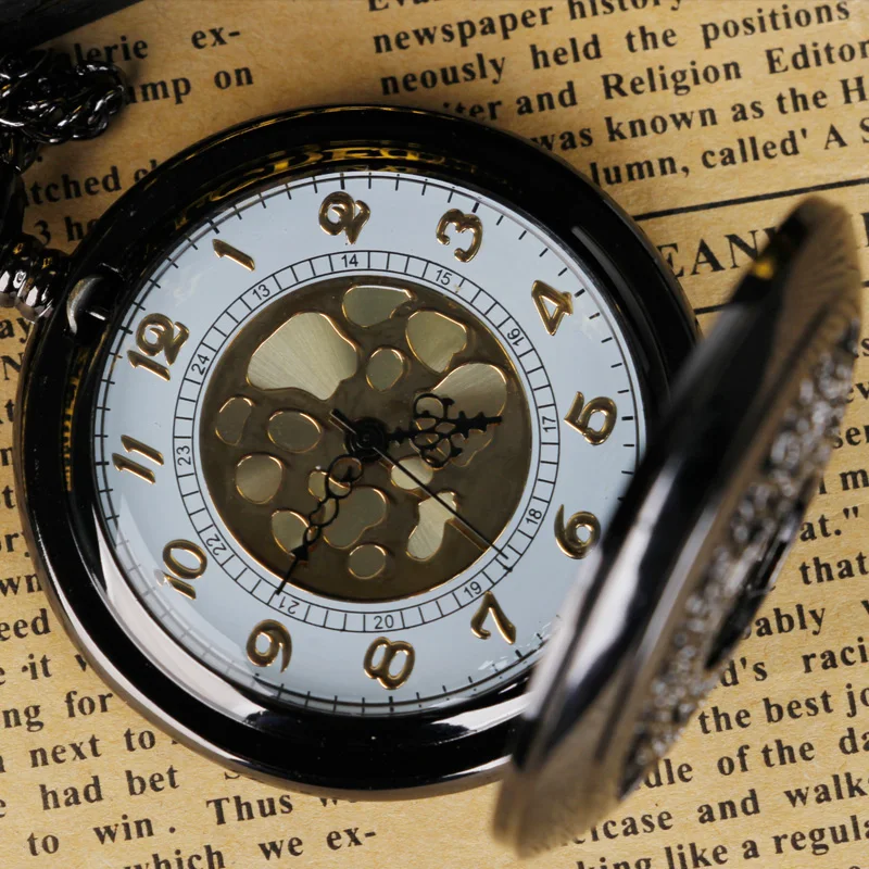 Steampunk Window Cut Paper Pocket Watch Cosplay Edward Elric with Chain Anime Women Men Gifts