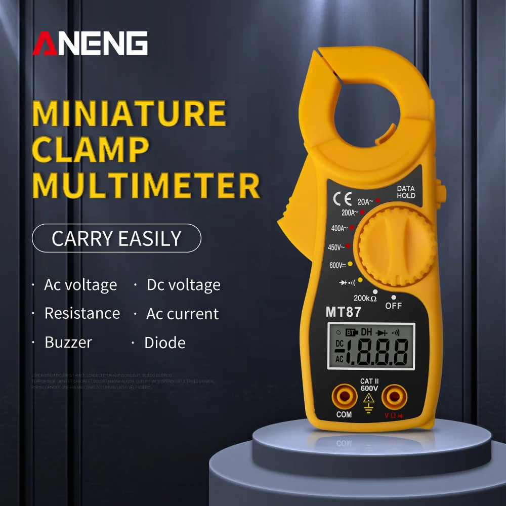 

ANENG MT87 Digital Clamp Meter Multimeter AC/DC Ammeter Voltmeter LCD Resistance Multi Test Clamp Meters