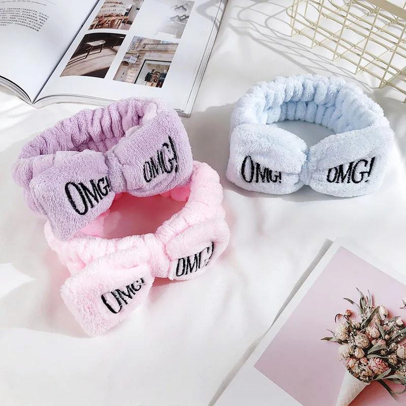 

New Headbands for Women Letter"OMG" Flannel Soft Bow Girls Turban Cute Hair Holder Hairbands Hair Band Headwear Hair Accessorie
