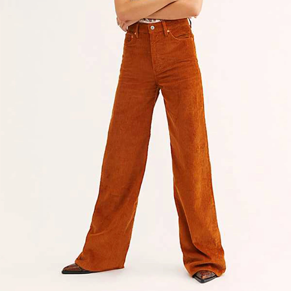 high waisted orange corduroy pants