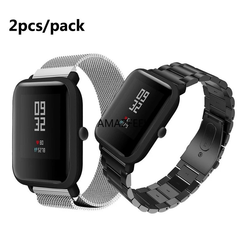 

2pcs/pack Milanese Stainless Steel Band Strap For Huami Amazfit Bip BIT PACE Lite Youth Smart Watch Quick Release Pins Metal