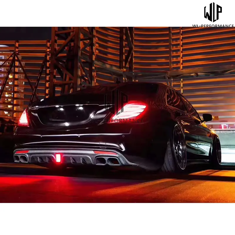 W222 S63 S65 высококачественный карбоновый Комплект кузова для автомобиля задний диффузор со светодиодным светильник для Mersedes-Benz S class W222 S63 S65 14-17