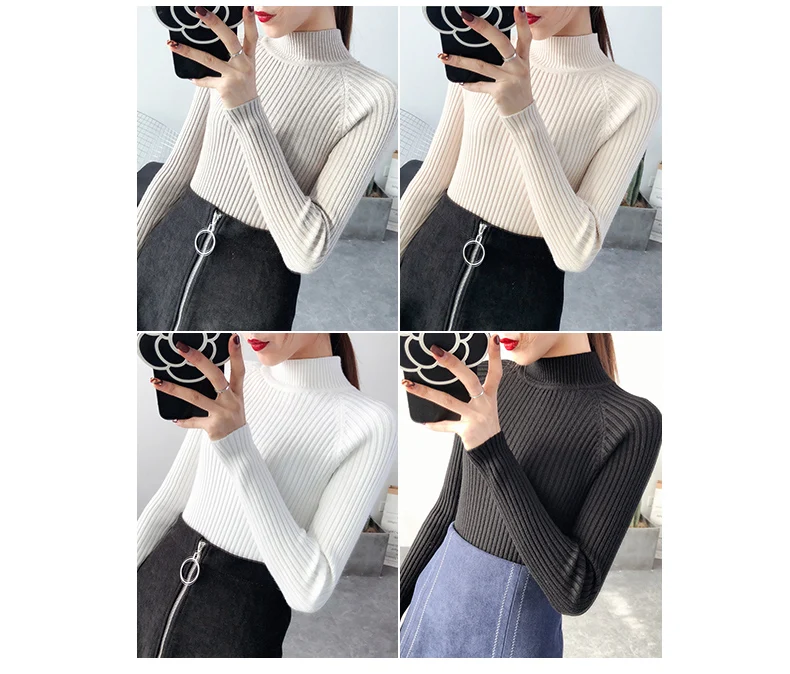 Turtleneck Womens Sweaters Winter Autumn Basic Sweater Women Pullover Women Knitted Long Sleeve Sweater Pull Clothes