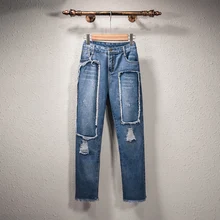 Большие размеры XL-5XL Женские джинсы для женщин винтажные рваные джинсовые шаровары повседневные свободные брюки женские джинсовые брюки Mujer уличная WJ11