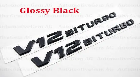 2PCS 2017+ OEM Glossy Black FOR Mercedes V12 BITURBO Fender AMG Emblem Chrome Badge S63 S65 CL65 more | Автомобили и мотоциклы