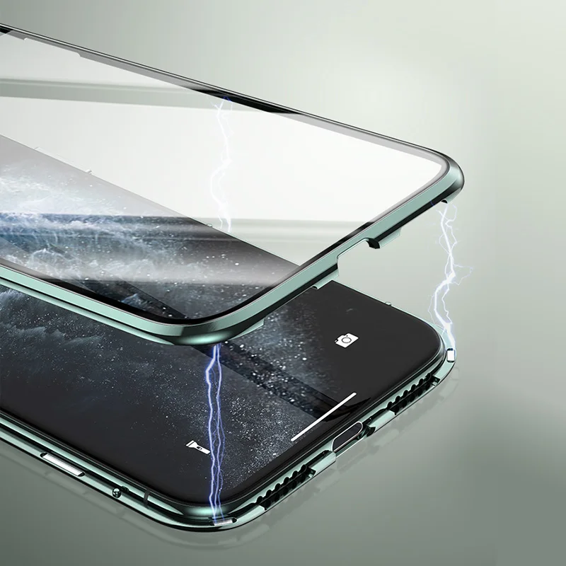 Чехол из закаленного стекла+ пленка для экрана для iPhone 11/11 Pro/11 Pro Max, чехол с магнитной адсорбционной рамкой, чехол с полной защитой