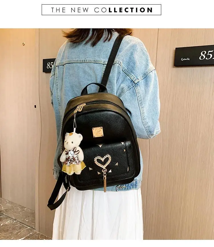 

2019 Autumn & Winter New Style Fashion And Personality Tassels Three-piece Set Backpack Western Style Pu Different Size Bags
