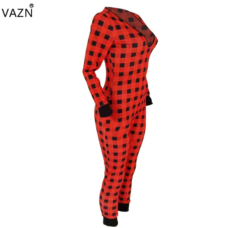 VAZN GFST17038 новые свободные спортивные костюмы комбинезоны в клетку с длинным рукавом облегающие круглые с коротким рукавом женские эластичные длинные узкие комбинезоны
