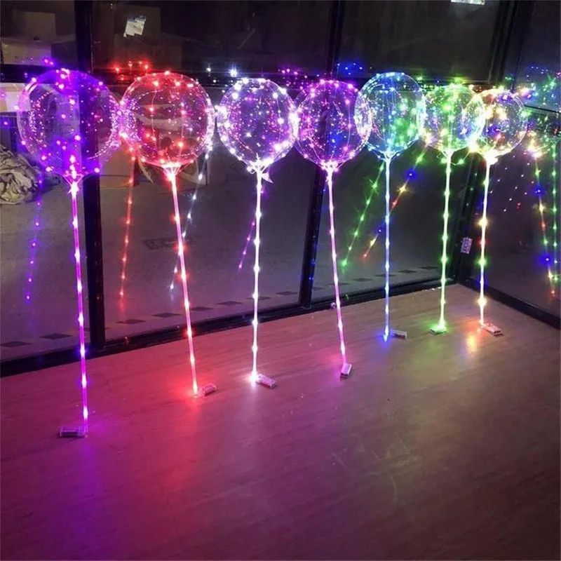 20 дюймов светящиеся Прозрачные Bobo пузырьки шары свадьба день рождения партии шары красивый светодиодный светильник на веревке