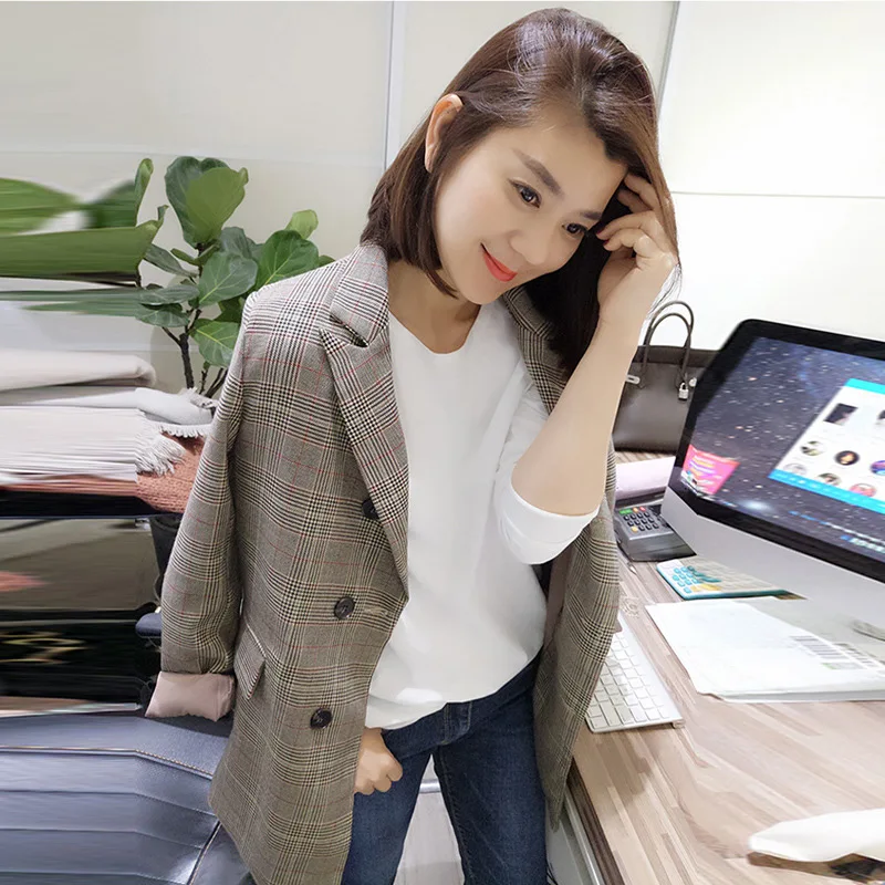 

Vatican Li Thinking Ozhouzhan Early Spring Women's 2019 New Style European Goods Fashion Slim Fit Slimming Coat Retro Plaid Smal