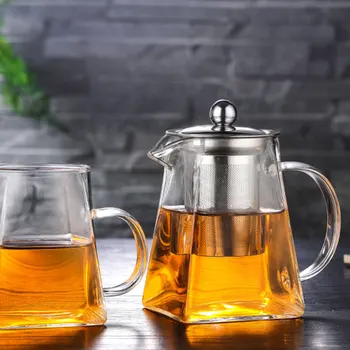 

Teapot Glass Restaurant Strainer Kitchen Tea Pot Heat Resistant Home Coffee Economic Kettle Drinks Fruit Juice Water