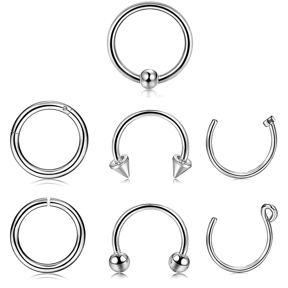 2PCS Steel Segment Rings Piercing Ear Tragus Cartliage Piercings Orelha Helix Lip Labret Tongue Piercing Nose Ear Septum Jewelry