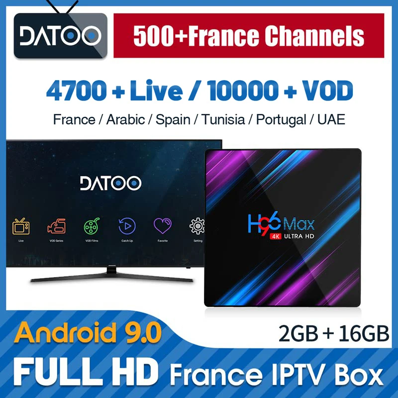 

Datoo IPTV French Germany smart tv box H96 MAX 3318 1 Year Code 4K channels Dual-Band WIFI Canada Sweden Italy IPTV Arabic box