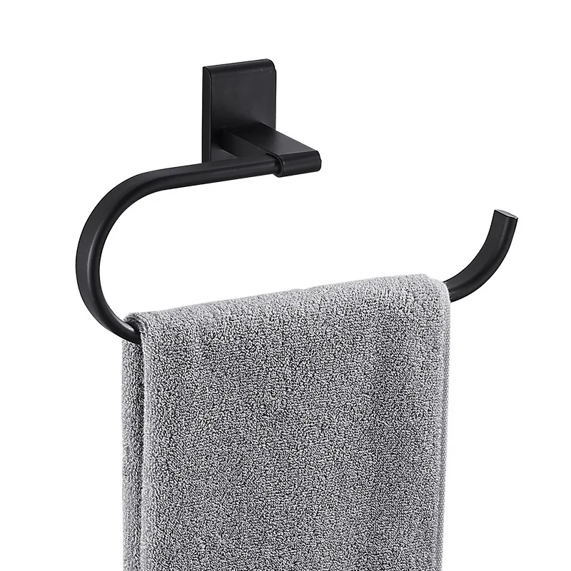 Black Towel Rack Wallmounted Washcloth Hanging Holder Organizer