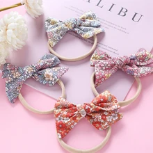

New Elastic Printed Flower Kids Headband Newborn Infant Knot Bows Headwrap Baby Girls Hair Bands Cute Toddler Gifts Photo Props