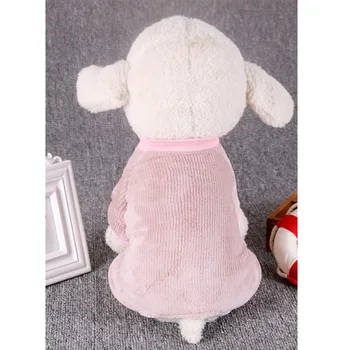 

Pet Wear Clothes With 4-legged Solid Color Pajamas Warm Clothes Dog Flannel Jumpsuit Dog Winter Warm Button Coat