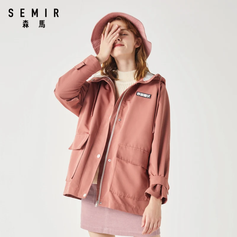 

SEMIR Women casual jacket 2020 new spring & autumn loose hooded tooling sports comfortable fashion girl coat jacket
