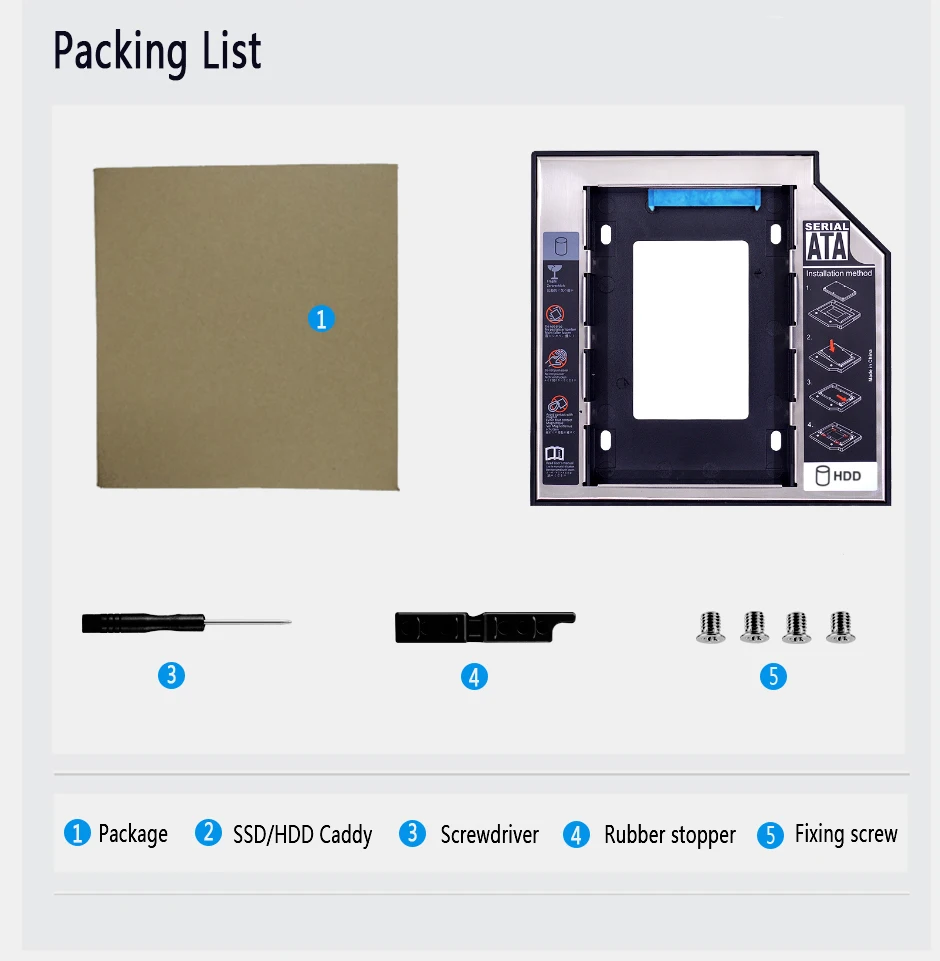 Машинист Универсальный SATA 3,0 2nd HDD Caddy 9,5 мм для 2," 2 ТБ SSD чехол Корпус для жесткого диска светодиодный для ноутбука DVD-ROM Оптический отсек