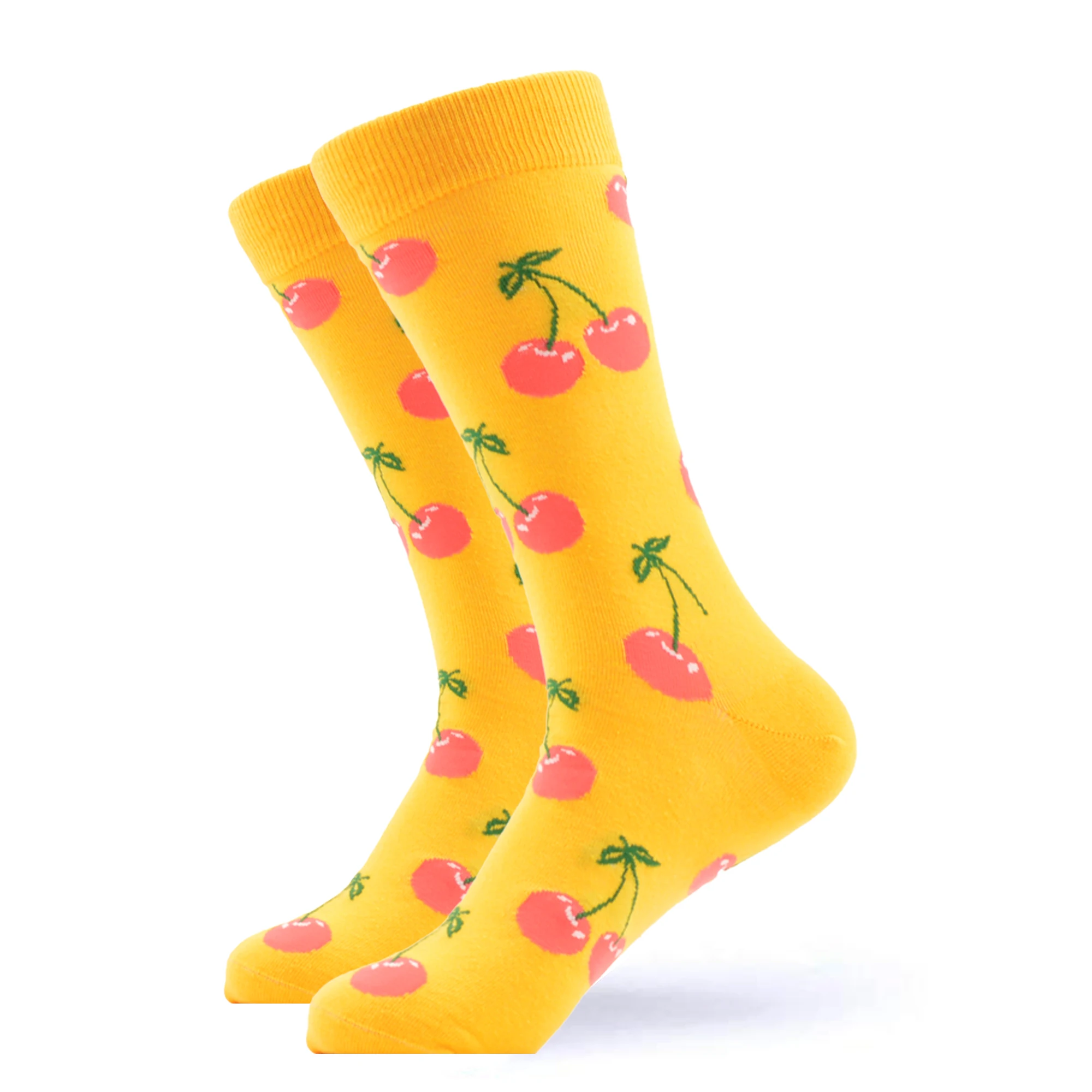 SANZETTI 1 Pair Happy Socks High Quality Gift Men's Colorful Comfortable Combed Cotton Funny Food Fruit Gift Wedding Dress Socks