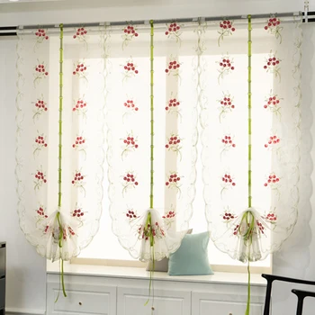 

Modern Luxury embroidery Flowers Curtains Tulle for kitchen bedroom living room window decorative sheer blinds Window Treatment