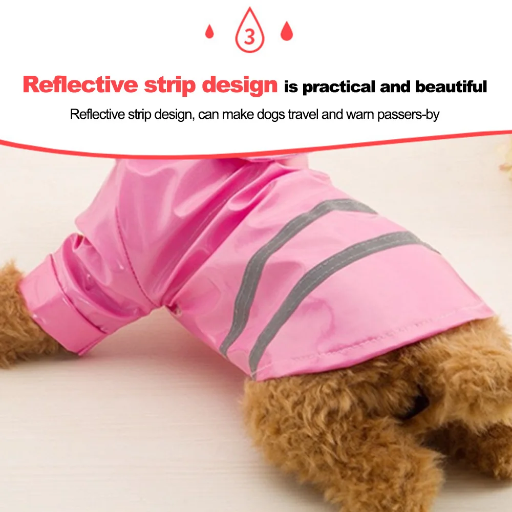 Waterproof Pet Dog Raincoat Puppy Rain Coat with Hood Reflective Waterproof Dog Clothes Grey Reflective Raincoa for Pet S/M/L/XL