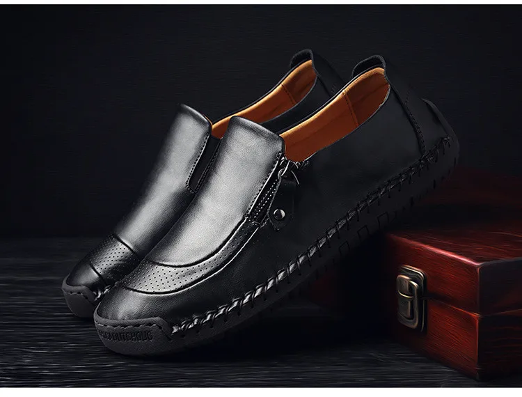 ARIARI Classic Comfortable Casual Leather Shoes Men Loafers Shoes Leather Men Shoes Flats Hot Sale Moccasins Shoes Plus Size