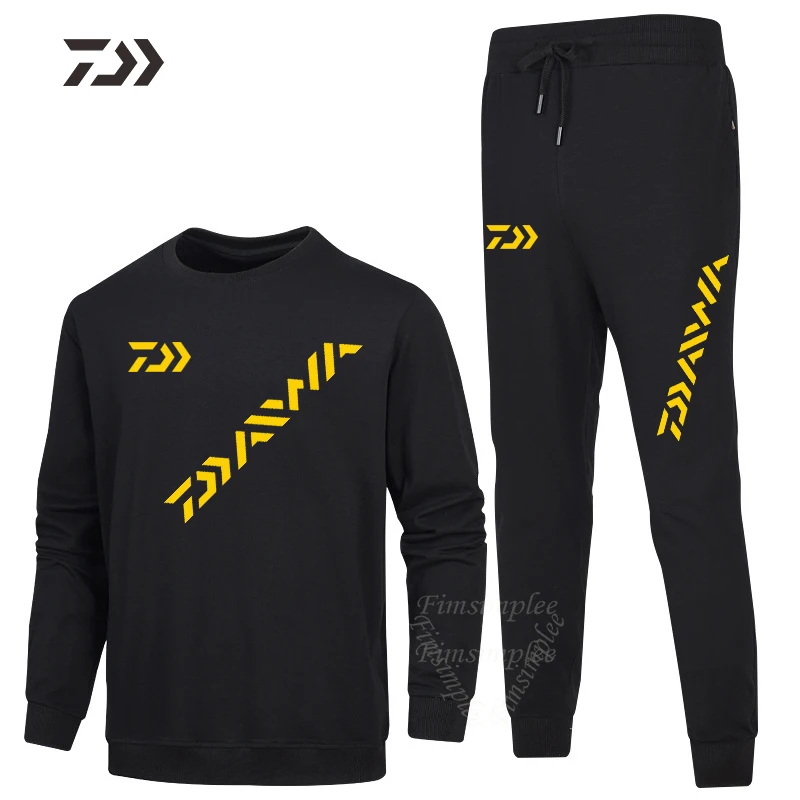Daiwa мужские спортивные штаны, одежда для улицы, штаны для рыбалки, одноцветная спортивная одежда, рубашки для рыбалки с длинным рукавом, одежда для рыбалки - Цвет: Черный