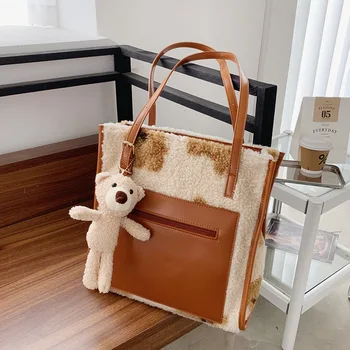 

Bags for Women 2020 Fall and winter Plush Shoulder Bags Large Capacity Underarm bag All-match Top-handle Bag lovely Handbags