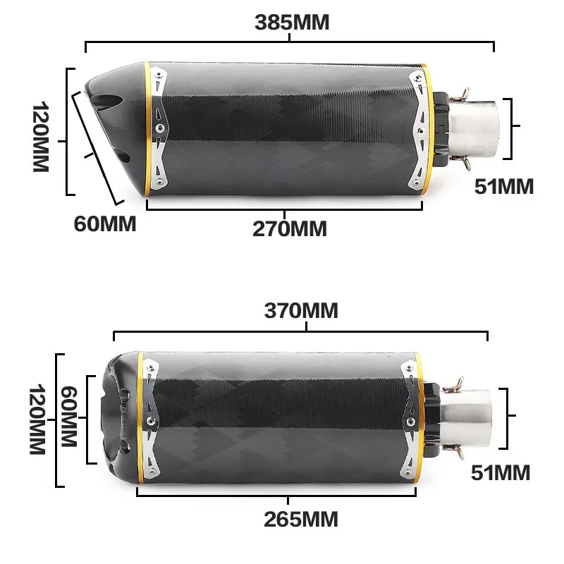 

Zengjianmotoo - 51mm Universal Motorcycle Exhaust Pipe Muffler Escape Moto For Ninja400 Z1000 Z400 YZF-R6 GSX-R S1000RR CBR250RR