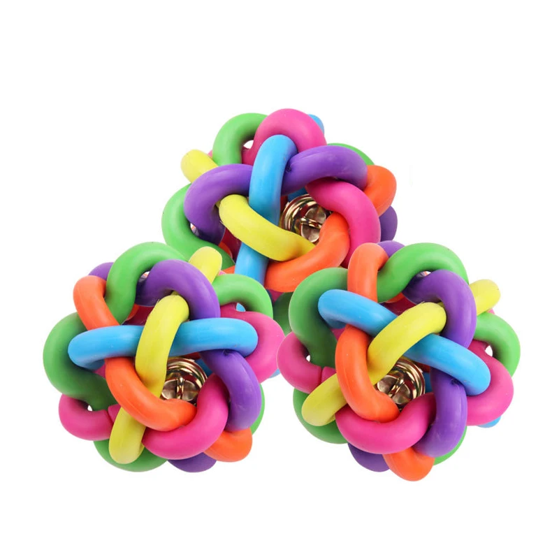 

Dog Cat Toy With Small Bell Rainbow Molars Rubber Ball Play For Dogs Teeth Training Pet Puppy Toys Dog Ball Toys Pet Supplies