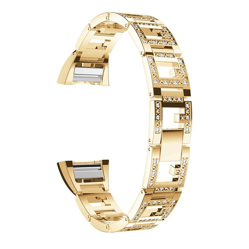 

Hollowed Out Metal Bands for Fitbit Charge 2 Bands Rhinestone Bracelet Stainless Steel Metal Replacement Watch Band Strap