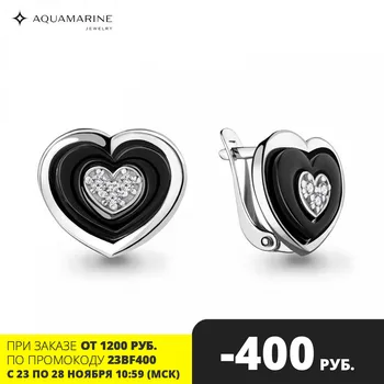 

AQUAMARINE stud with a ceramic coating, cubic zirconia, silver 925