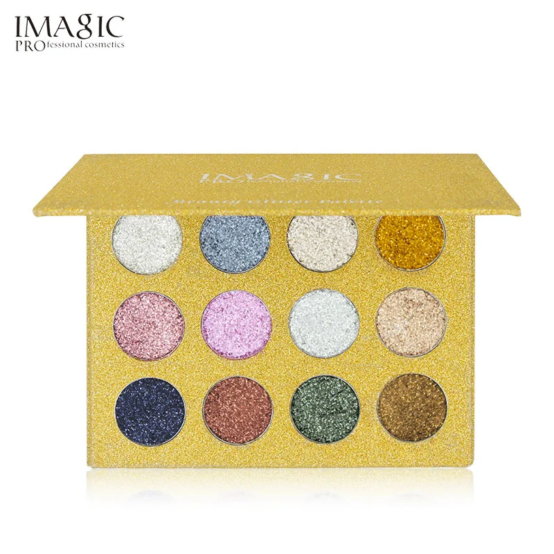 

IMAGIC 12 Color Glitter Injections Pressed Glitters Single Eyeshadow Diamond Rainbow Make Up Cosmetic Eye Shadow Magnet Palette
