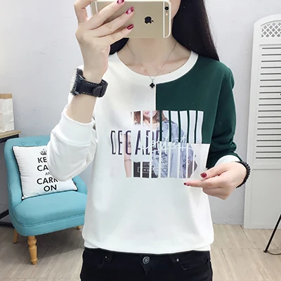 Camisas Mujer, рубашка с длинным рукавом, женская одежда, новинка, футболки с буквенным принтом, женские топы, повседневные топы размера плюс, женская футболка - Цвет: green